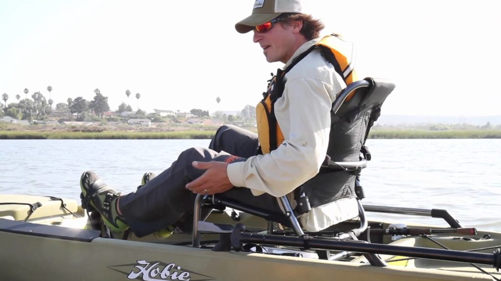pedaling the Hobie Pro Angler 14 kayak