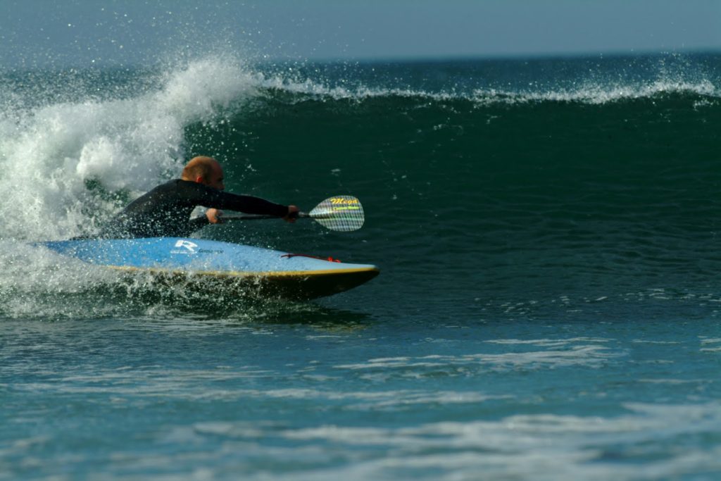 surf kayaking through the waves!
