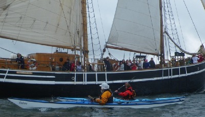 nigel foster kayak alongside a big boat!