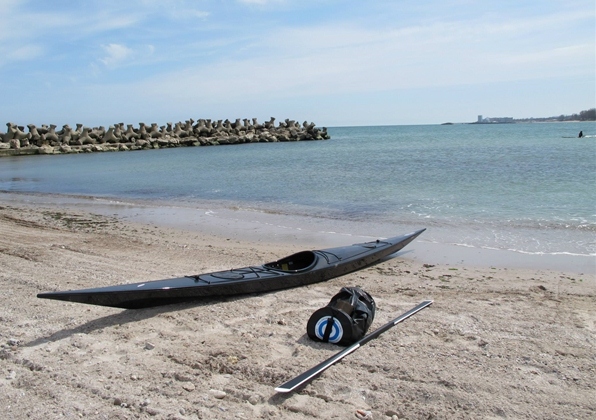 beached black Zegul a core kayak