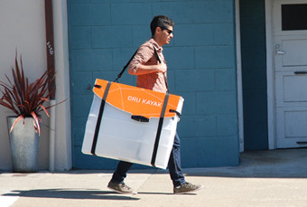 walking with folding kayak