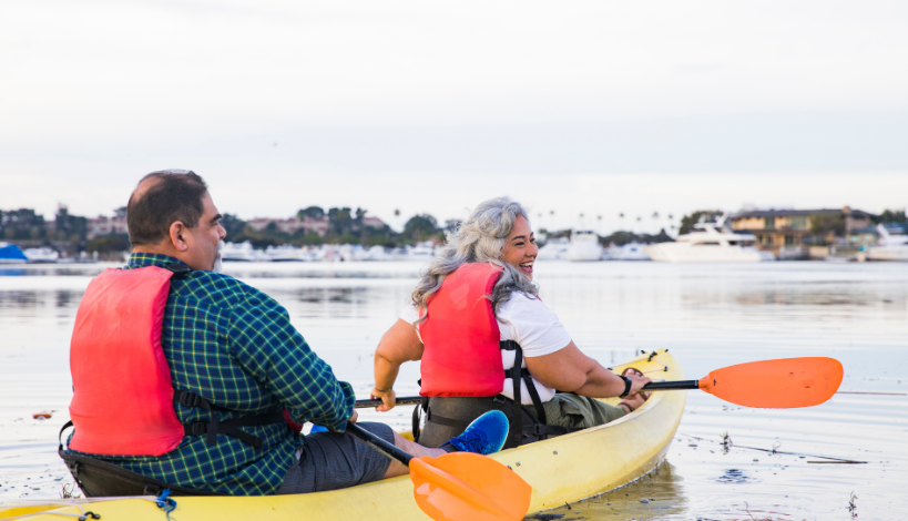 older couple kayaking
