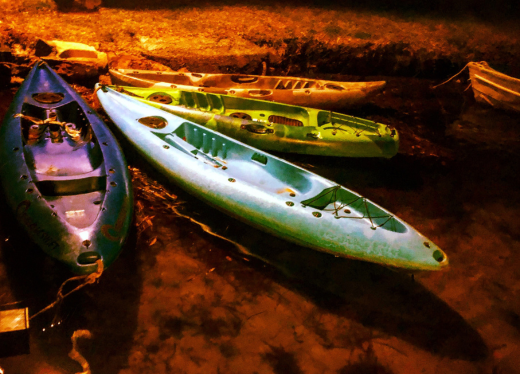 night time kayaking with friends